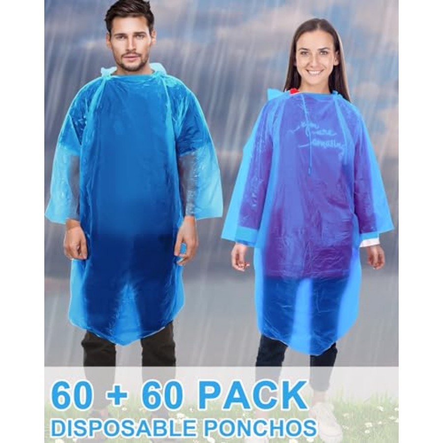 120 Pack Disposable Rain Ponch - Emergency Poncho Rain reseña y precio