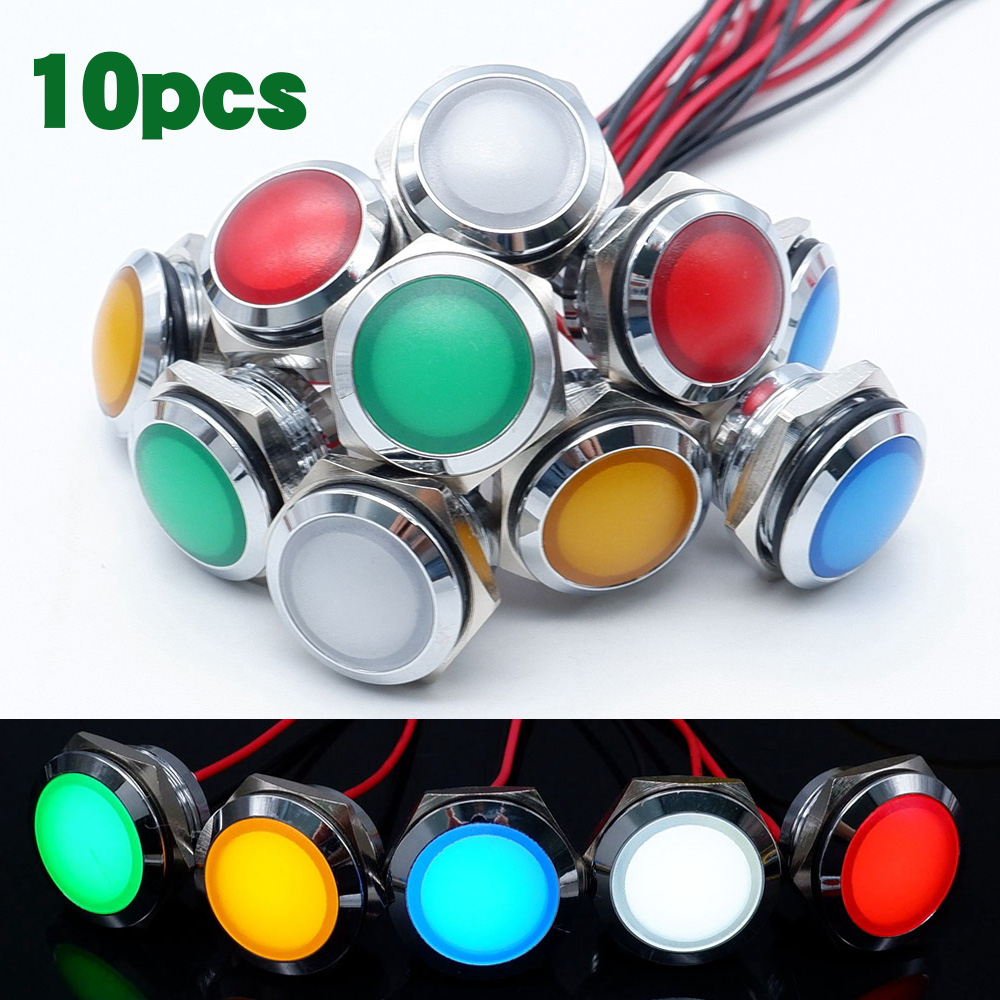 10pcs 12/16/19/22mm Metal LED  - Signal Panel Orange reseña y precio