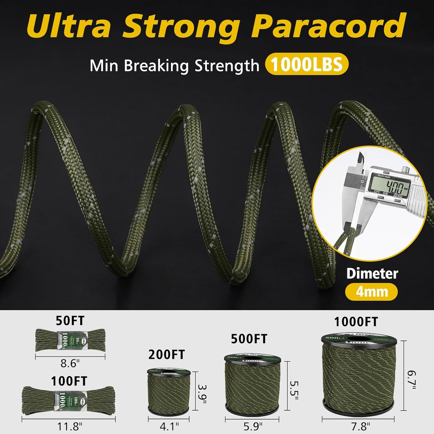 1000lb Reflective Paracord Rop - Para Cord 1000Ft reseña y precio