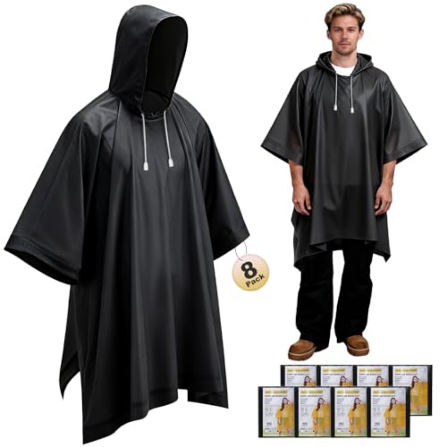 8 Pack Hooded Rain Ponchos for - Emergency Poncho Rain reseña y precio