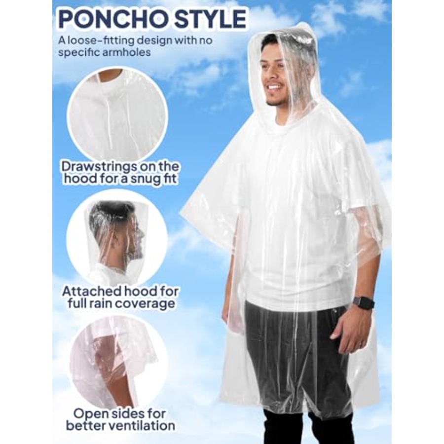 ANYOO Disposable Rain Poncho f - Emergency Poncho Rain reseña y precio