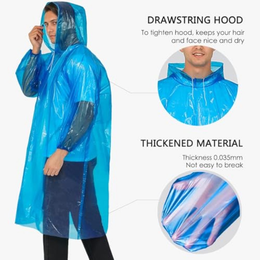 Disposable Rain Ponchos for Ad - Emergency Poncho Rain reseña y precio
