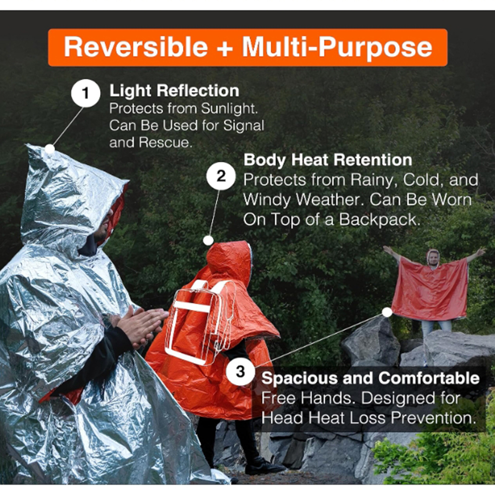 Portable Outdoor Emergency Rai - Emergency Poncho Rain reseña y precio