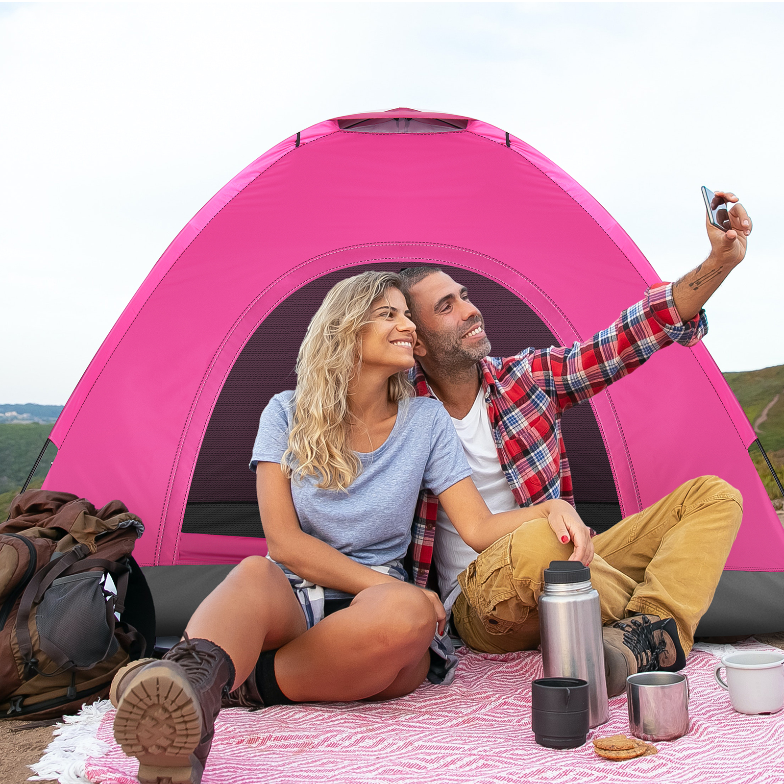 3 4 Person Camping Dome Tent W - Emergency Mylar Tent reseña y precio