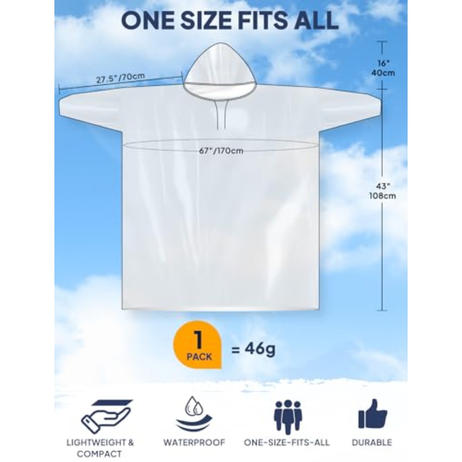 ANYOO Disposable Rain Poncho f - Emergency Poncho Rain reseña y precio