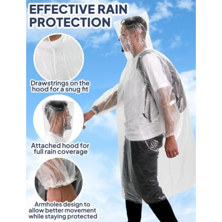ANYOO Disposable Rain Poncho f - Emergency Poncho Rain reseña y precio