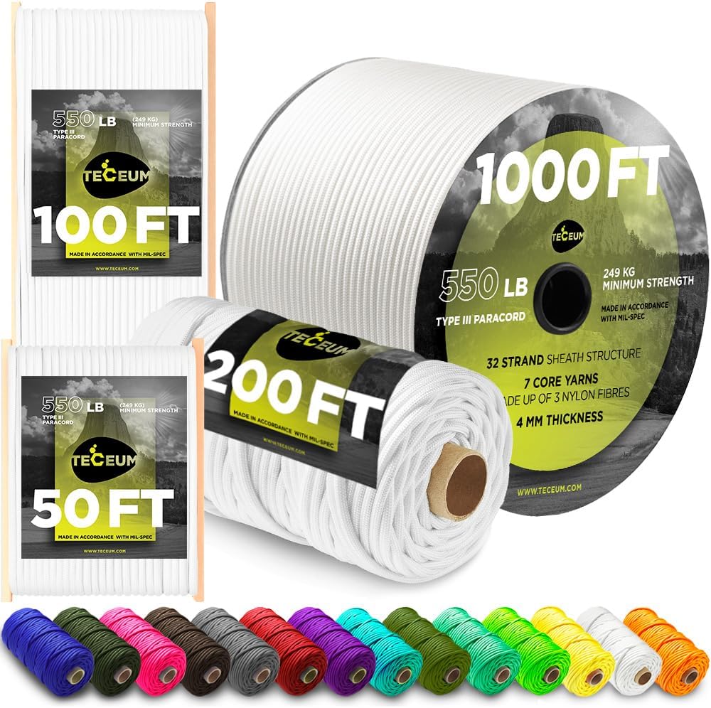 Paracord Type III 550 White 10 - Para Cord 1000Ft reseña y precio