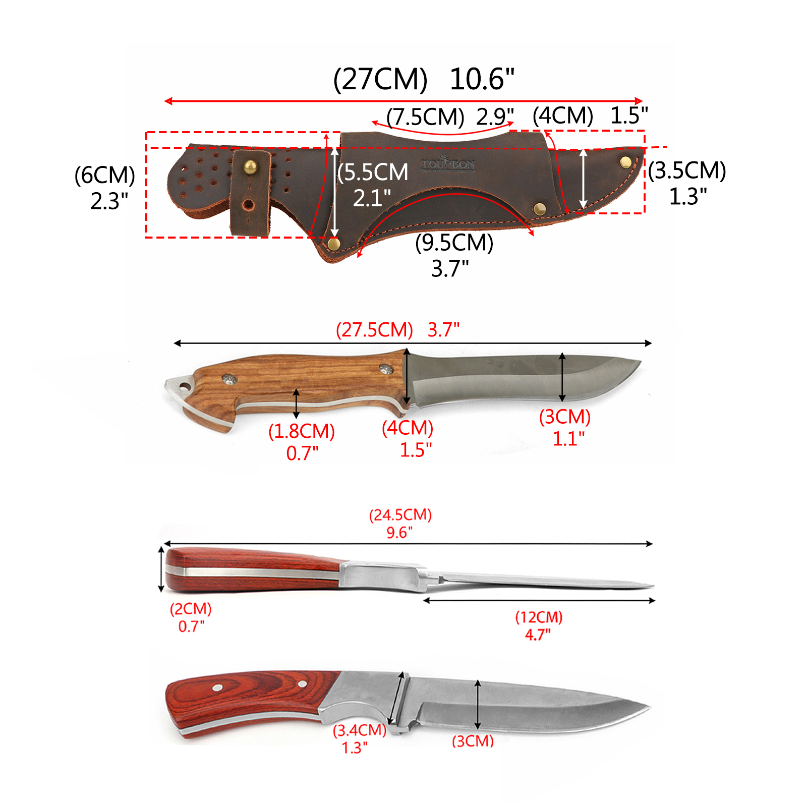 Tourbon Leather Tool Fixed Bla - Bushcraft Knife Fixed reseña y precio
