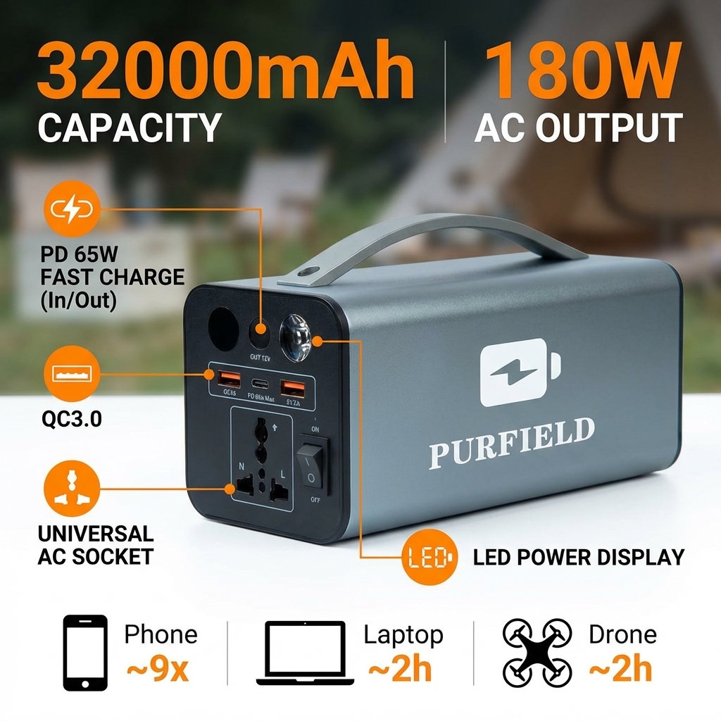 180W Outdoor Power Station 320 - Solar Emergency Charger reseña y precio