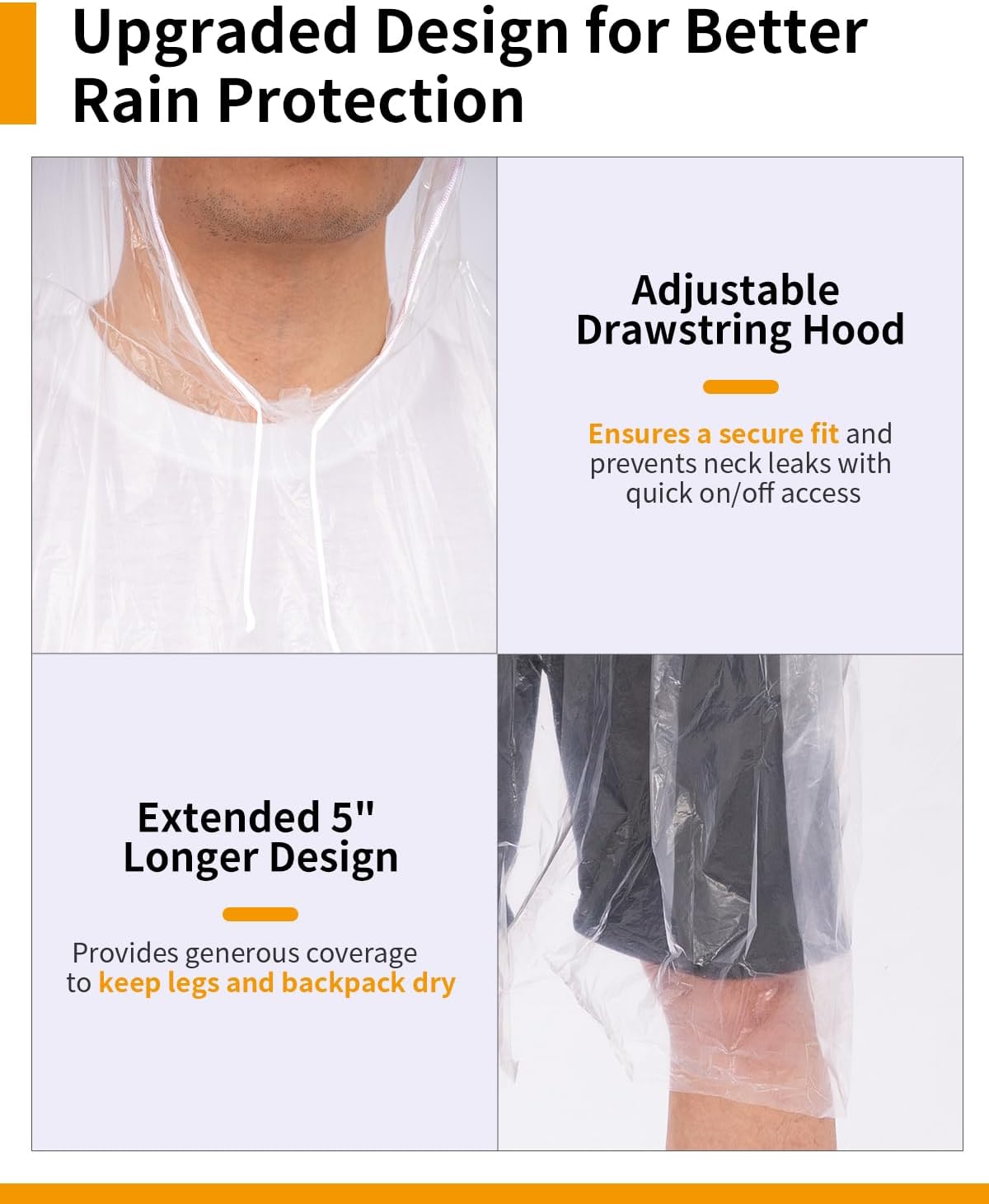 Extra Long Rain Ponchos for Ad - Emergency Poncho Rain reseña y precio