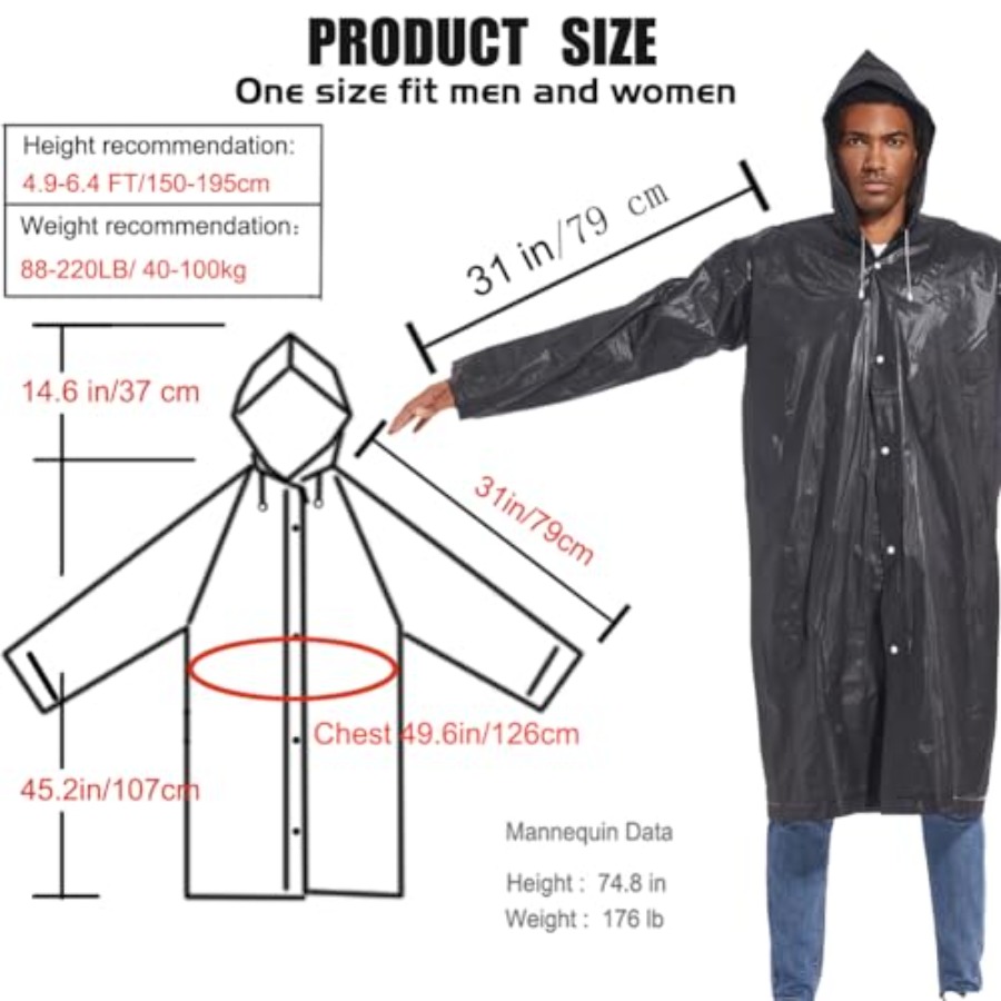 Rain Ponchos for Adults Rainco - Emergency Poncho Rain reseña y precio