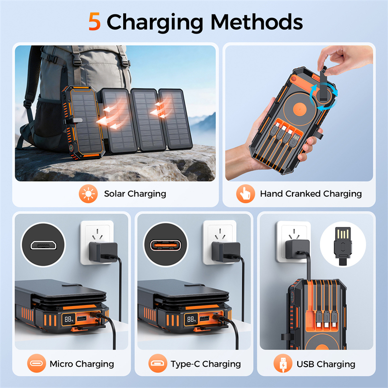 20000mAh Hand Crank Solar Powe - Solar Emergency Charger reseña y precio