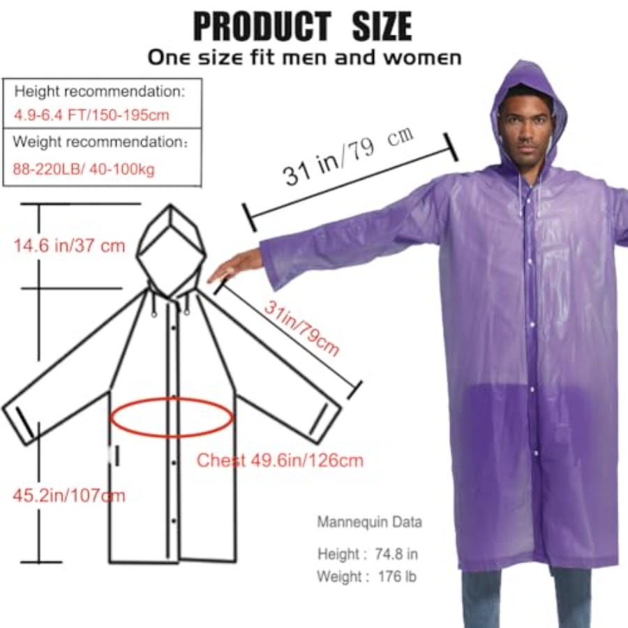 Rain Ponchos for Adults Rainco - Emergency Poncho Rain reseña y precio