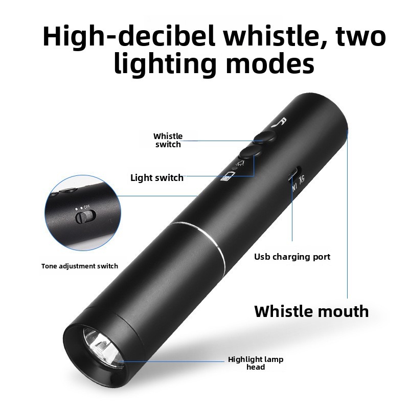 New LED Flashlight Electronic  - Emergency Whistle Loud reseña y precio