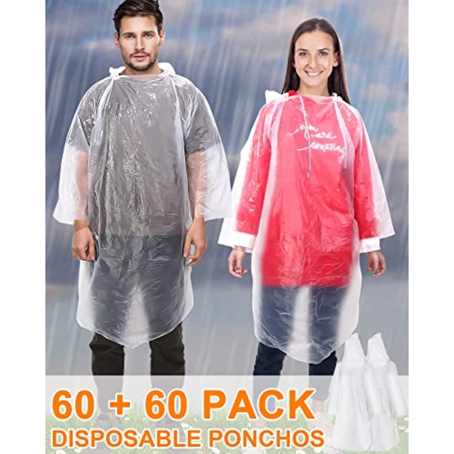 120 Pack Disposable Rain Ponch - Emergency Poncho Rain reseña y precio