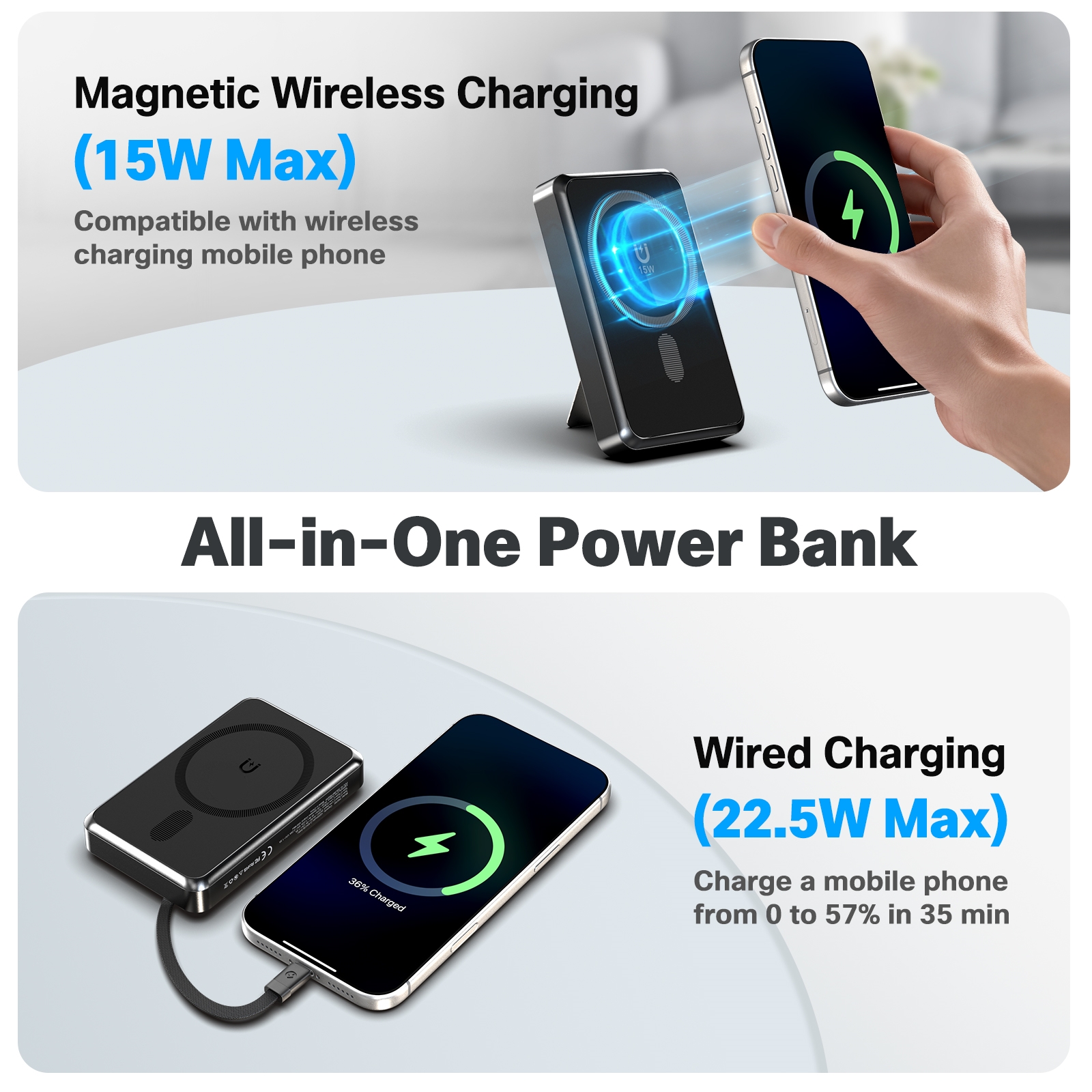 10000mAh Magnetic Wireless Pow - Solar Emergency Charger reseña y precio