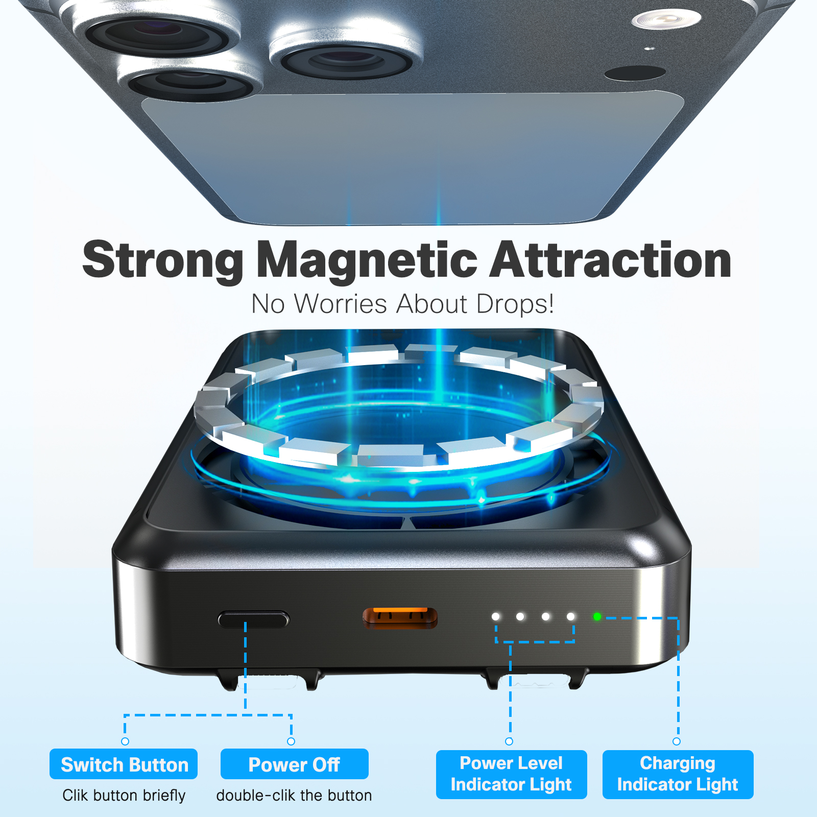 10000mAh Magnetic Wireless Pow - Solar Emergency Charger reseña y precio