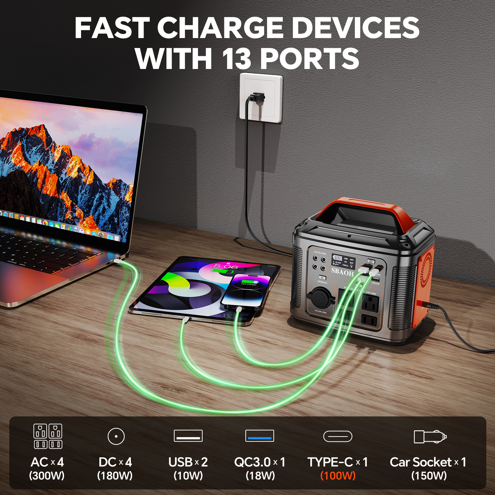 300W Portable Power Station, 2 - Solar Emergency Charger reseña y precio