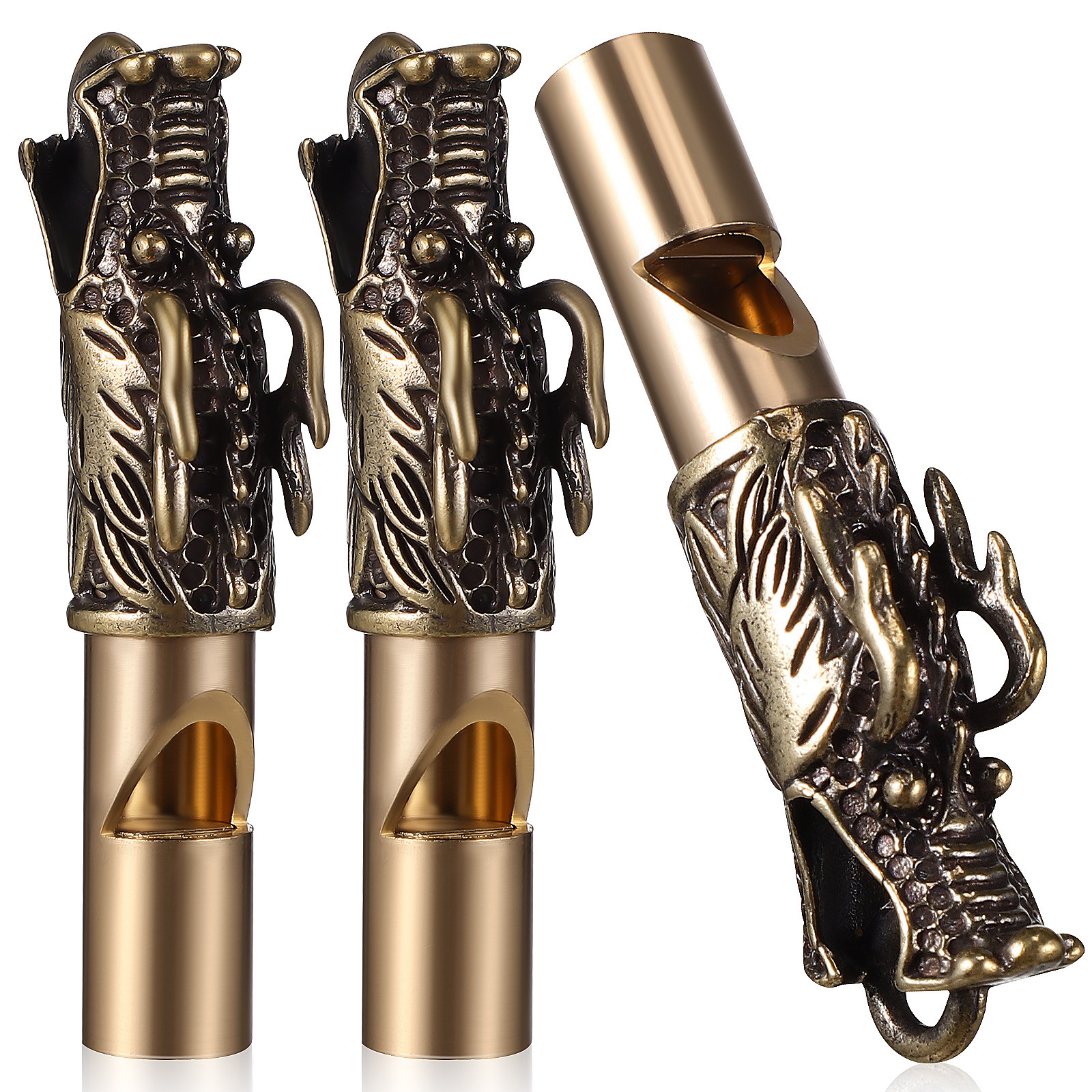 3Pcs Dragon Whistles Brass Vin - Emergency Whistle Loud reseña y precio