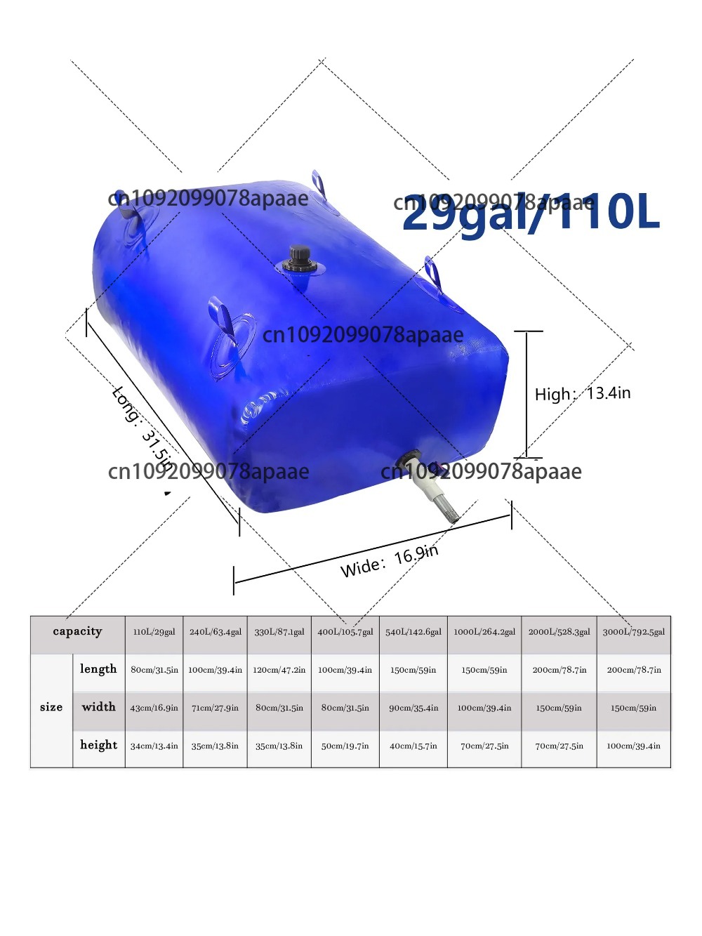110L PVC Water Storage Bag, Po - Water Bag Collapsible reseña y precio