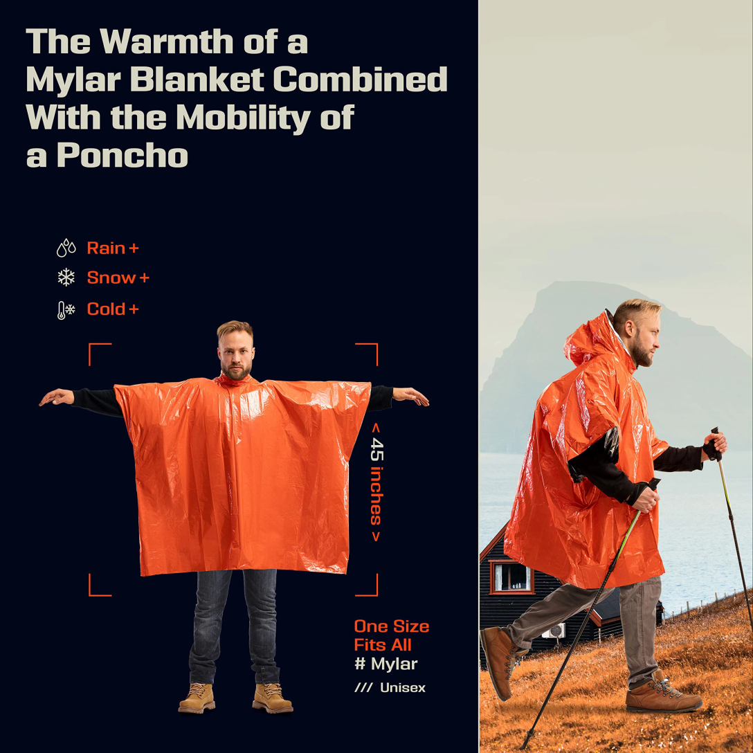 Emergency Rain Poncho with Hoo - Emergency Mylar Tent reseña y precio